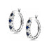 14K White Gold Plated Blue Round Cut Cubic Zirconia Men Women Hoop Earrings